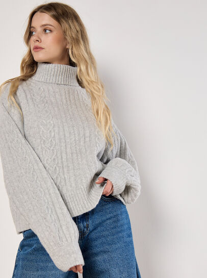 Cable Knit Roll Neck Jumper