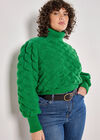 Curve Bubble Knit Roll Neck Jumper, Green, large