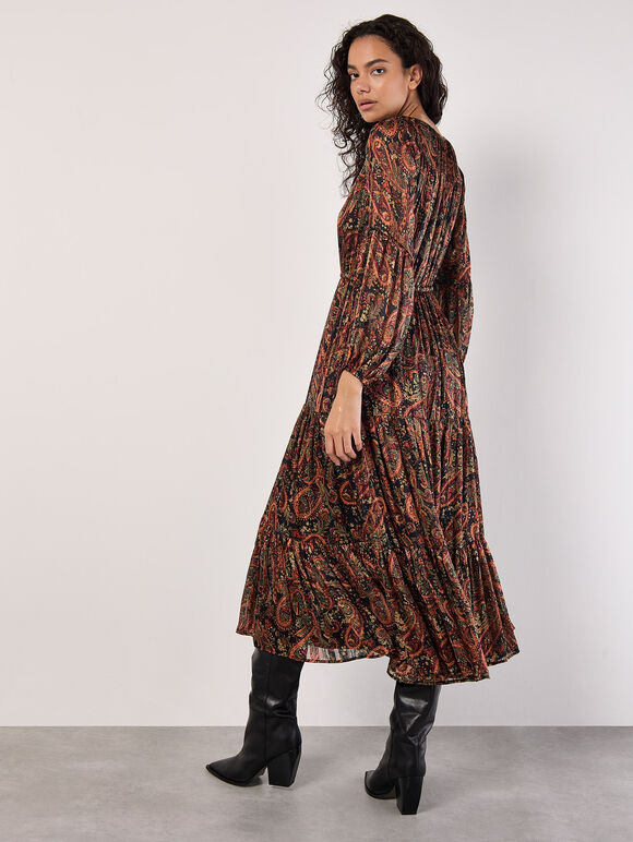 Paisley Sparkle Midaxi Dress, Black, large