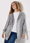 Sequin Embellished Long Cardigan, Grey, large