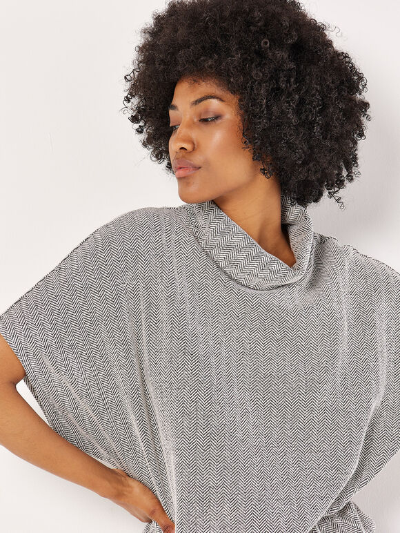 Batwing Chevron Knitted Top, Black, large