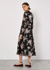 Silhouette Floral Chiffon Midaxi Dress, Black, large