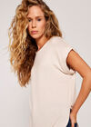 Turn Up Sleeve Top, Stone, large