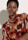 Abstract Knit Cocoon Mini Dress, Orange, large