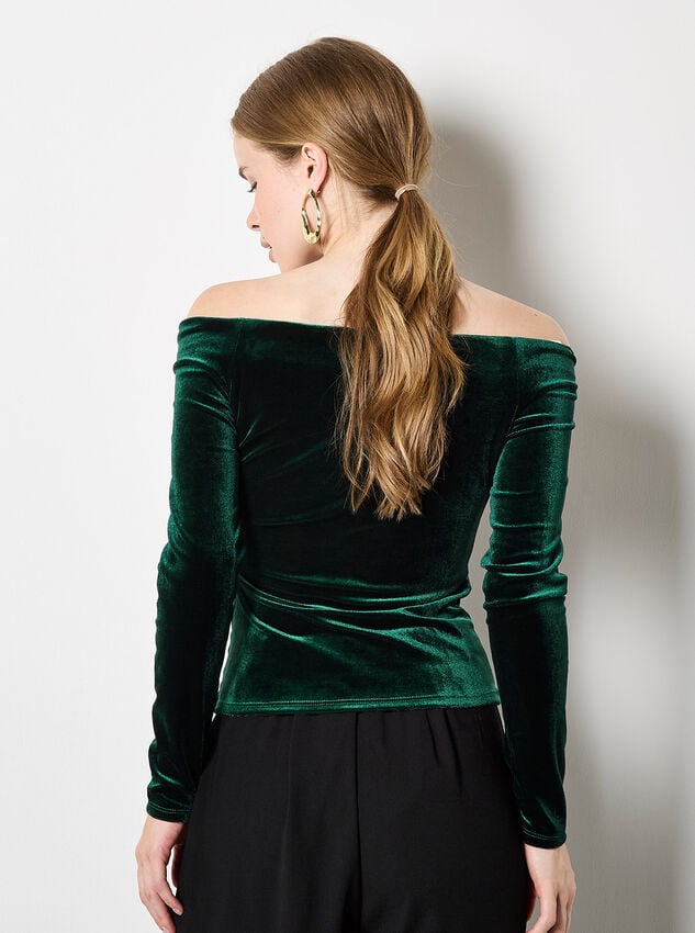 Bardot Velvet Top, Green, large