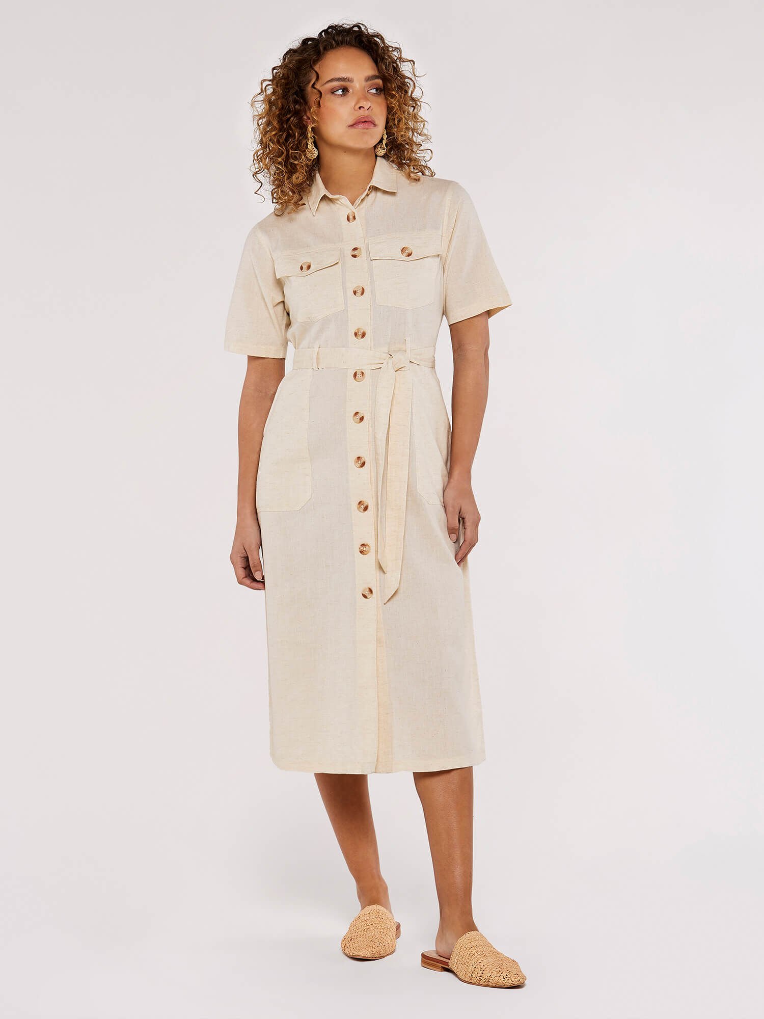 Linen store button dress