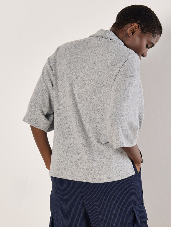 Soft Touch Cowl Neck Top, Light Grey / Silver, large