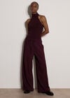 Crinkle-Textured Wide-Leg Joggers, Burgundy, large