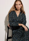 Ditsy Floral Crepe Midi Dress, Navy, large