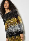 Mixed Sequin Bodycon Dress, Light Grey / Silver, large