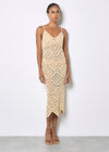 Hand-Knit Crochet Midi Dress, Stone, large