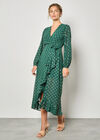 Gold Foil Polka Dot Chiffon Maxi Dress, Green, large