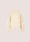3D Daisy Embellished Oversized Jumper, Stone, large