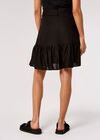 Linen Blend Button-Down Mini Skirt, Black, large