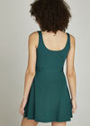 V Detail Two Pocket Skater Dress, Green, large
