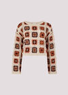 Crochet Squares Cropped Jumper, Stone, large