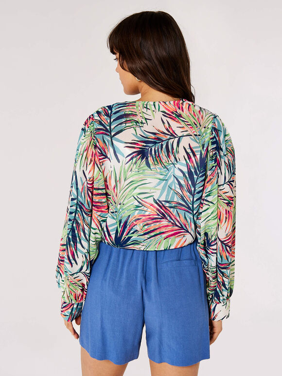 Tropical Crop Tie Blouse | Apricot Clothing