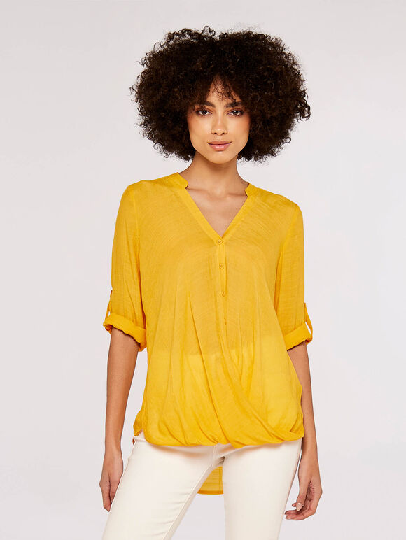 Slub Shimmer Twist Top, Yellow, large
