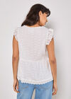 Cotton Broderie Ruffle Shoulder Top, White, large