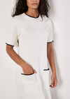 Monochrome Knitted Mini Dress, White, large