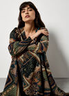 Patchwork Print Hanky Hem Midaxi Dress, Green, large