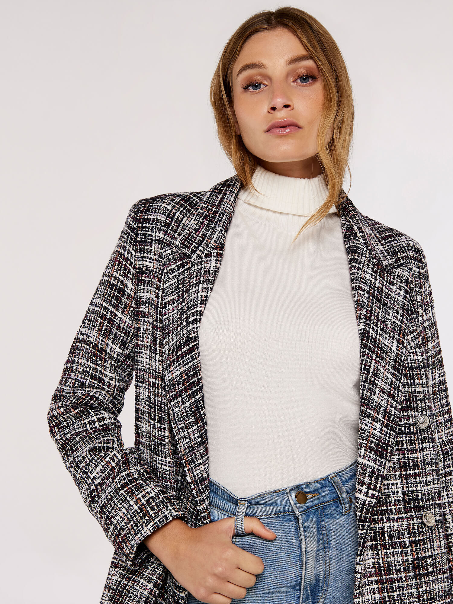 Oversized top tweed coat