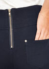 Zip Detail Ponte Trousers, Navy, large