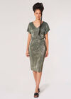 Plisse V Neck Dress, Green, large