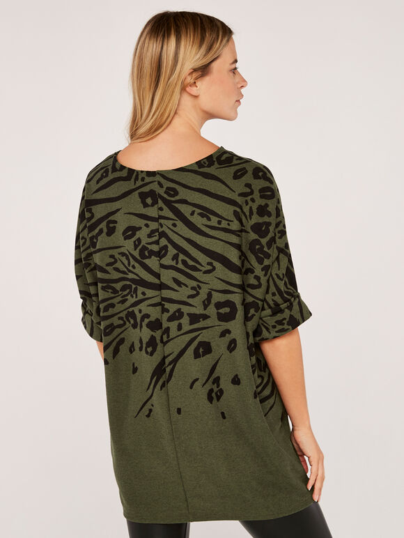 Leopard And Zebra Batwing Top, Khaki, large