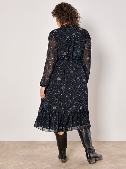 Curve Chiffon Constellation Midi Dress