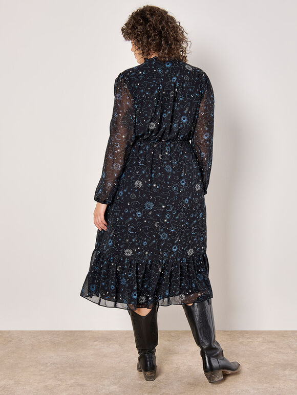 Curve Chiffon Constellation Midi Dress, Blue, large