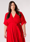 Curve Self-Stripe Midi Dress, Red, large