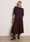 Soft-Touch Batwing Waffle Knit Top, Purple, large