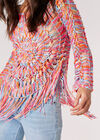 Multi-Coloured Fringed Crochet Top, Pink, large