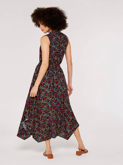 Floral Hanky Hem Midi Dress