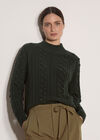 Bobble Cable Knit Jumper, Green, large