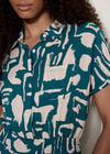 Geo Grecian Shirt Midi Dress, Teal, large