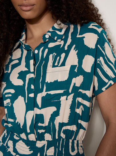 Geo Grecian Shirt Midi Dress