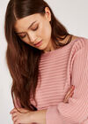 Ribbed Batwing Jumper, Pink, large