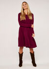 Tiered Long Sleeve Dress, Burgundy, large