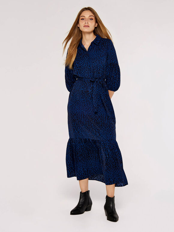 Animal Print Maxi Dress, Navy, large