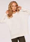 Popcorn Knit Hooded Jumper, Cream, large