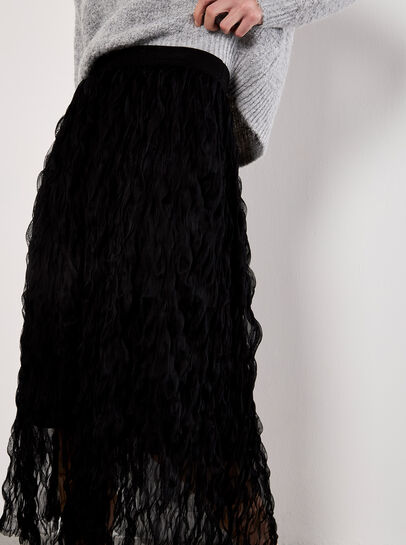 Wavy Tulle Midi Skirt