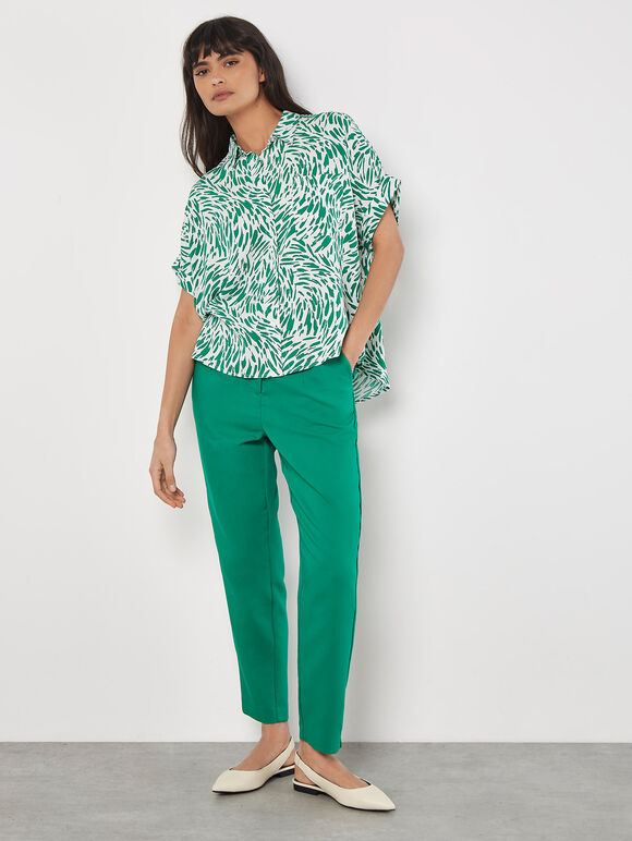 Brushstroke Print Short Sleeve Shirt, Green, large