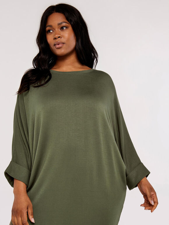 Curve Cocoon Mini Dress, Khaki, large