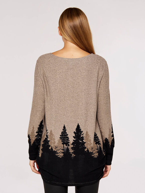 Tree Intarsia Knitted Top, Stone, large
