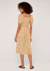 Ditsy Puff Sleeve Midi Dress, Mustard, large