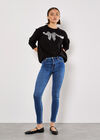 Sequin Embellished Bow Jumper, Black, large
