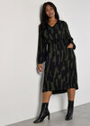 Curve Abstract Lines Midi Dress, Khaki, large