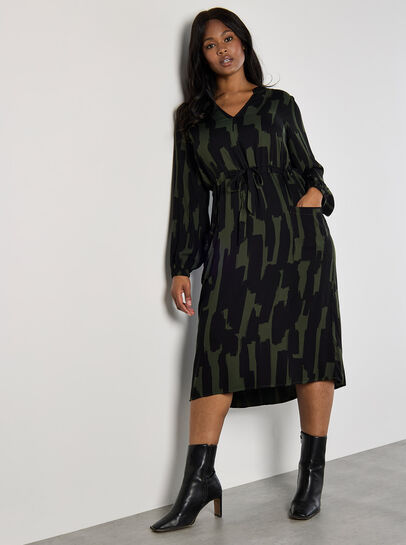 Curve Abstract Lines Midi Dress